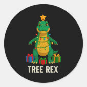 Tree Rex Funny Dinosaur Christmas  ラウンドシール (正面)