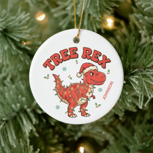Tree Rex Funny Dinosaur Christmas Ornament Gift セラミックオーナメント (ツリー)