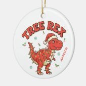 Tree Rex Funny Dinosaur Christmas Ornament Gift セラミックオーナメント (左)