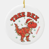Tree Rex Funny Dinosaur Christmas Ornament Gift セラミックオーナメント (裏面)