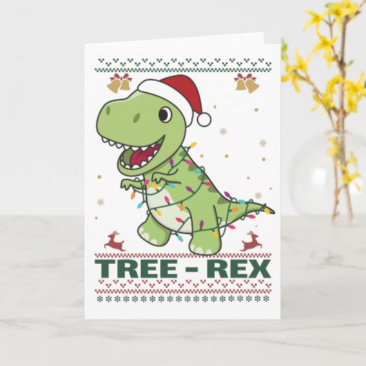 Tree-Rex Funny Dinosaur Pun T-Rex Card カード (黄色い花)