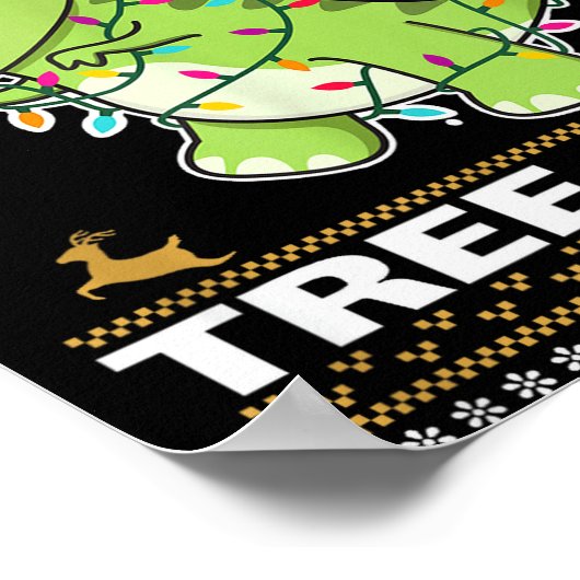 Tree Rex Funny Tyrannosaurus Rex Christmas Pun  ポスター (角)