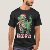 Tree-Rex – T-Rex mit Zuckerstange & Lichtern Tシャツ (正面)