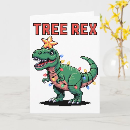 Tree Rex Ugly Christmas Sweater Dinosaur  カード (黄色い花)