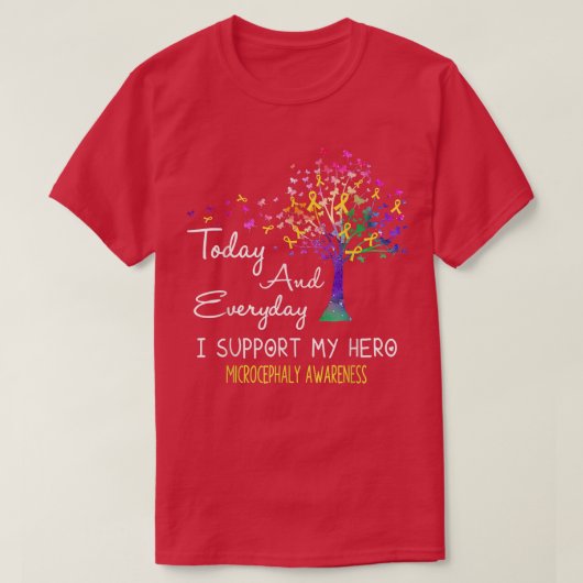 Tree Ribbon Iが私のヒーローMicrocephaly Awareeneをサポート Tシャツ (デザイン正面)