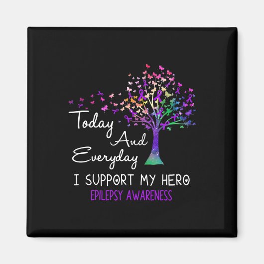 Tree Ribbon I Support My Heroてんかん認識度 マグネット (正面)