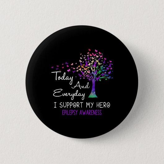 Tree Ribbon I Support My Heroてんかん認識度 缶バッジ (正面)