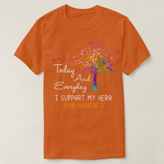 Tree Ribbon I Support My Hero ADHD Awareness  Tシャツ (デザイン正面)