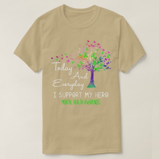 Tree Ribbon I Support My Hero Mental Health Awaren Tシャツ (デザイン正面)