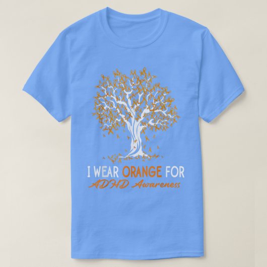Tree Ribbon I Wear Orange ADHD Awareness  Tシャツ (デザイン正面)