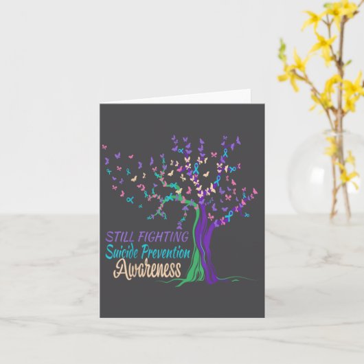 Tree Ribbon Still Fighting Suicide Prevention Awar カード (黄色い花)