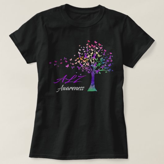 Tree Ribbons Alz Awareness Support Alz Warrior Gif Tシャツ (デザイン正面)