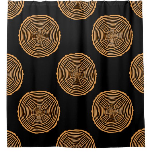 Tree Rings Seamless Pattern. Saw cut tree trunk ba シャワーカーテン (正面)