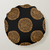 Tree Rings Seamless Pattern. Saw cut tree trunk ba ラウンドクッション (裏面)