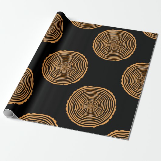 Tree Rings Seamless Pattern. Saw cut tree trunk ba ラッピングペーパー (アンロールド)