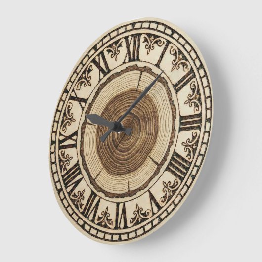 Tree Rings Wooden Wall Clock  ラージ壁時計 (傾斜)