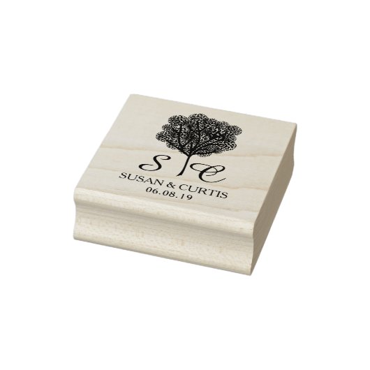 Tree Rustic Rubber Stamp Wedding Monogram ラバースタンプ (スタンプ)