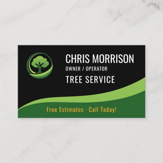 Tree Service Arborist Black Green  名刺 (正面)