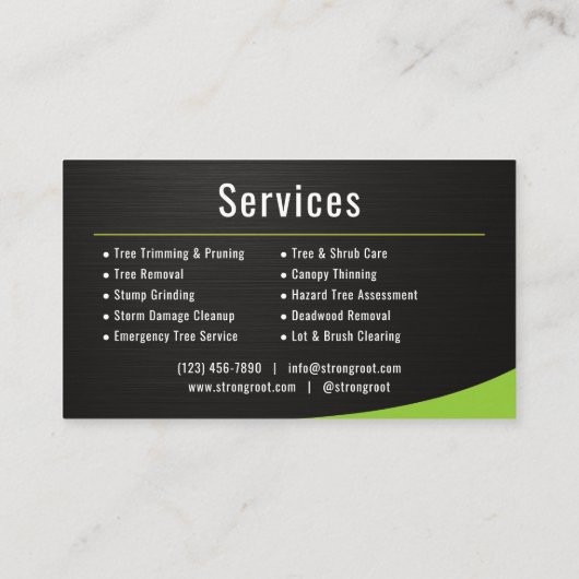 Tree Service Arborist Metallic 名刺 (裏面)