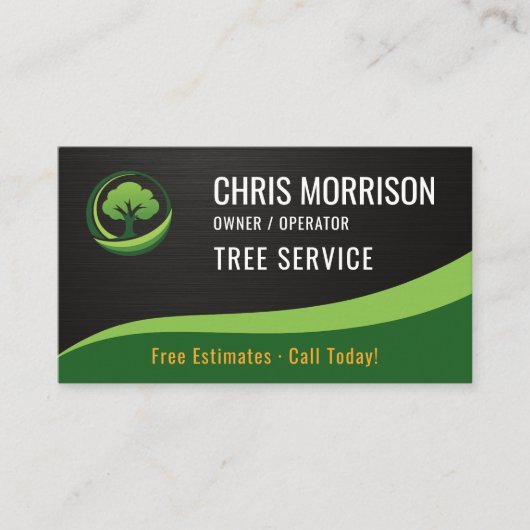 Tree Service Arborist QR Code Metallic 名刺 (正面)