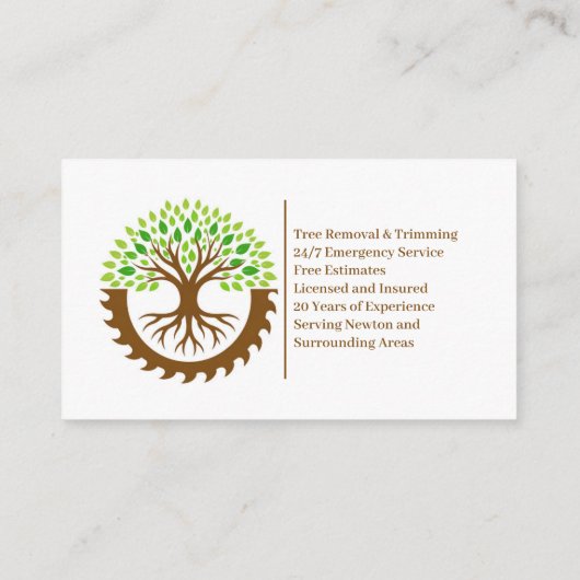 Tree Service Business Card Template 名刺 (裏面)
