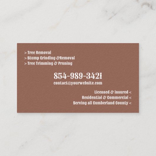 Tree Service Business Card Template 名刺 (裏面)