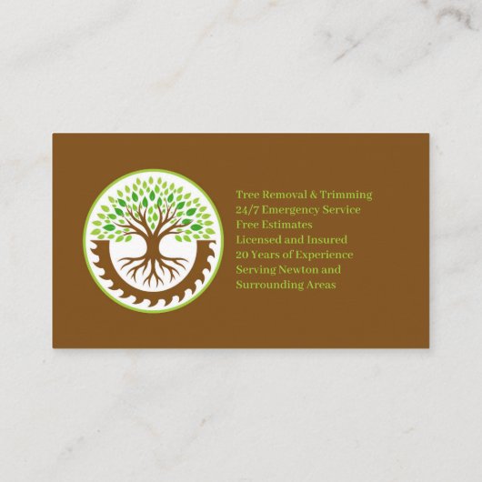 Tree Service Business Card Template 名刺 (裏面)