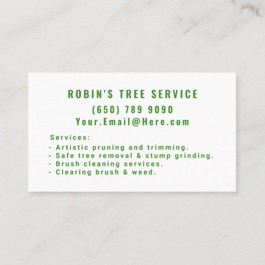 Tree Service Business Landscaping 名刺 (裏面)