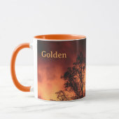 Tree Silhouette Golden Sky John Muir Nature Quote マグカップ (左)