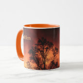 Tree Silhouette Golden Sky John Muir Nature Quote マグカップ (正面左)