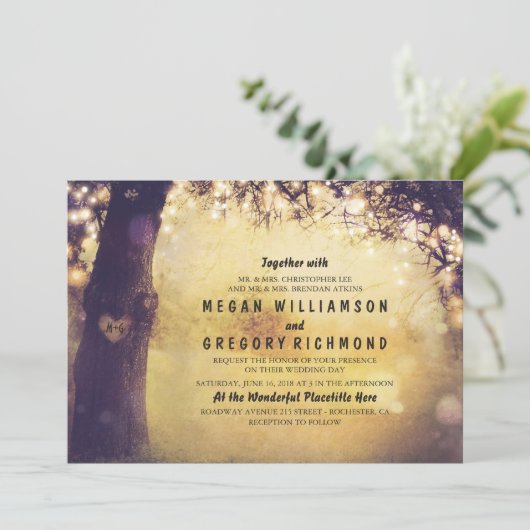 Tree String Lights結婚式招待状 招待状 (スタンド正面)