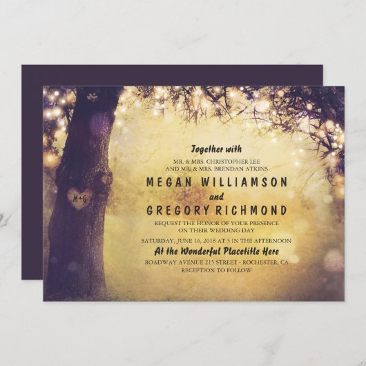 Tree String Lights結婚式招待状 招待状 (正面/裏面)