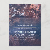 Tree String Lights Blue日付の保存 案内ポストカード (正面)