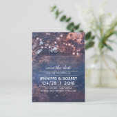 Tree String Lights Blue日付の保存 案内ポストカード (スタンド正面)