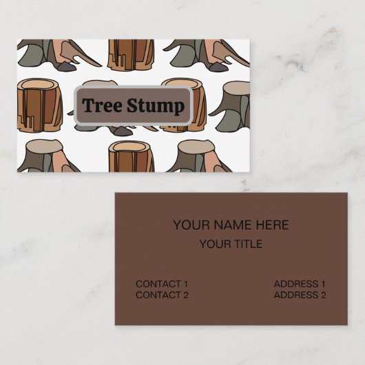 Tree Stump Arborist Tree Surgeon Tree Service 名刺 (正面/裏面)