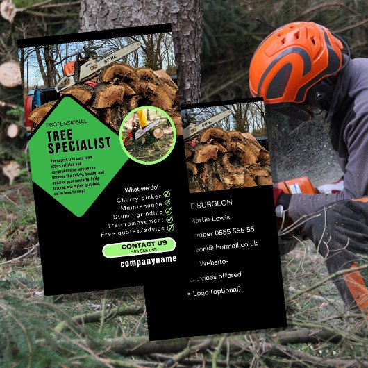 Tree Surgeon Business Card | 造園業者+樹木の専門家 名刺