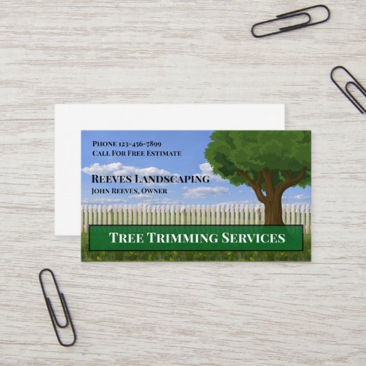 Tree Trimming Landscaping Service Business Card 名刺 (正面/裏面インサイチュ)