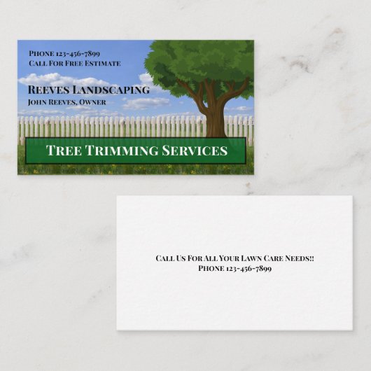 Tree Trimming Landscaping Service Business Card 名刺 (正面/裏面)