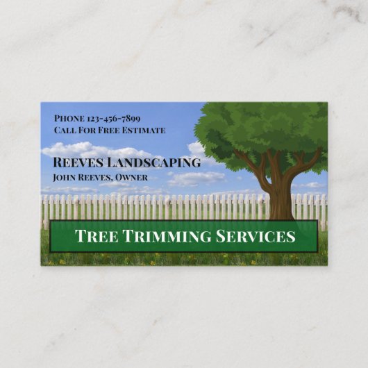 Tree Trimming Landscaping Service Business Card 名刺 (正面)