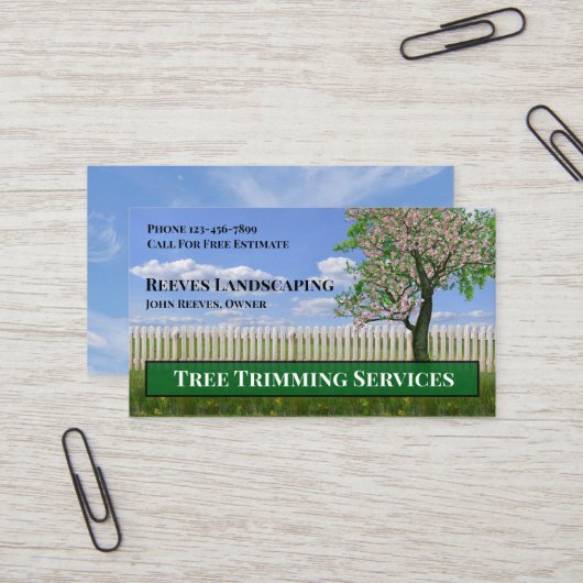 Tree Trimming Landscaping Service Business Card 名刺 (正面/裏面インサイチュ)