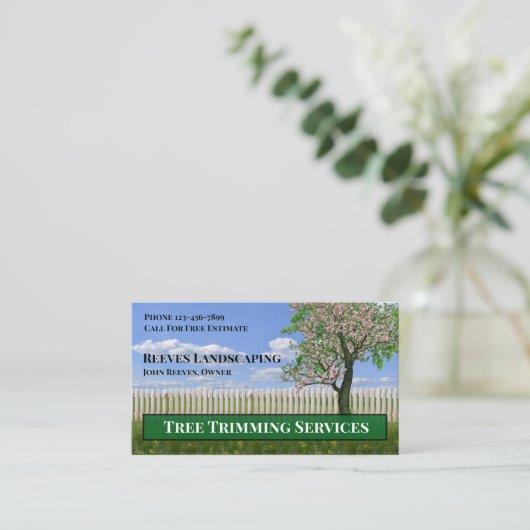 Tree Trimming Landscaping Service Business Card 名刺 (スタンド正面)