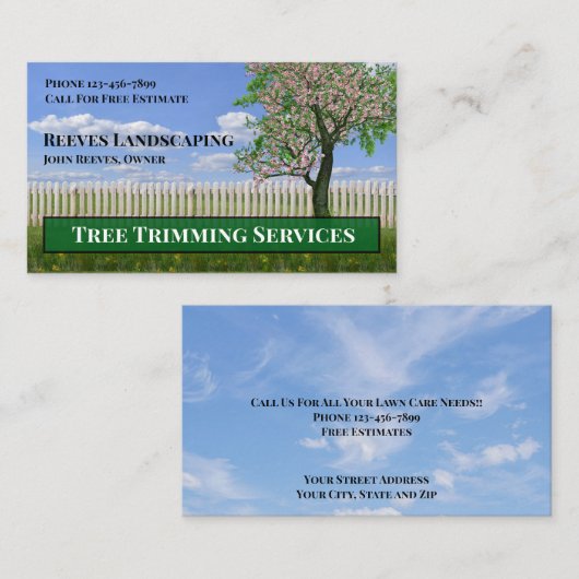 Tree Trimming Landscaping Service Business Card 名刺 (正面/裏面)