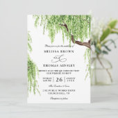 Tree Weeping Willow Budget QR Code Wedding 招待状 (スタンド正面)