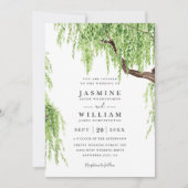 Tree Weeping Willow Rustic Budget QR Code Wedding 招待状 (正面)