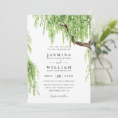 Tree Weeping Willow Rustic Budget QR Code Wedding 招待状 (スタンド正面)