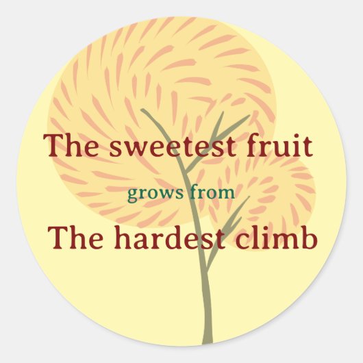 Tree with fire-like flowers and inspiration quote ラウンドシール (正面)