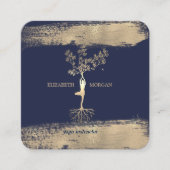 Tree Womenエレガントシルエットフェイク金ゴールドブラシストローク スクエア名刺 (正面)