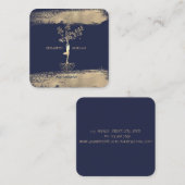 Tree Womenエレガントシルエットフェイク金ゴールドブラシストローク スクエア名刺 (正面/裏面)