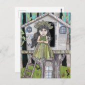 Treehouse Mixed Mediaで愛らしいプリンセス ポストカード (正面/裏面)
