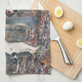 Treeingの歩行者のCoonhoundの台所タオル キッチンタオル (四つ折り)